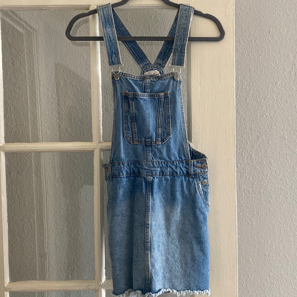 Denim skirt overalls